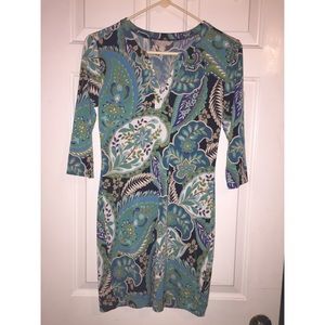 blue paisley print Banana Republic dress