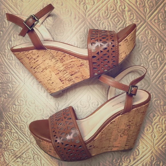BCBG Cork Platform Wedges