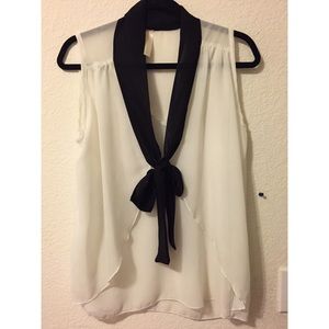 Black & White ribbon top