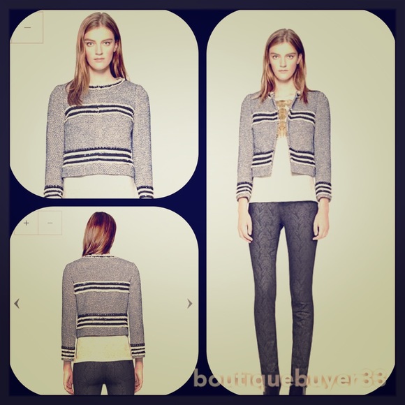 Tory Burch NWT navy/white tweed crop jacket