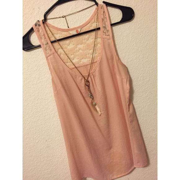 G by guess pink back lace top