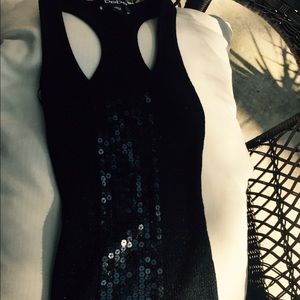 Bebe Black shiny with Black sequins racerback