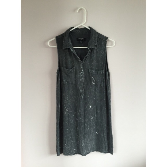 Grunge Grey Collared Shirt Dress
