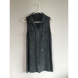 Grunge Grey Collared Shirt Dress