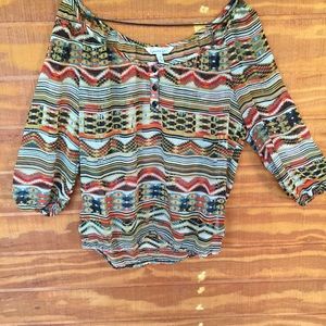 3/4 sleeve Aztec Printed Top