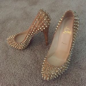Cork gold studded Christian louboutin pump