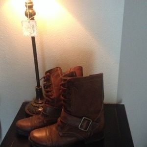 Brown combat boots