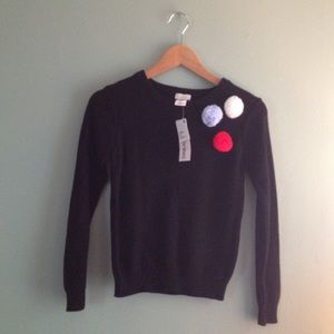Cynthia Rowley NWT XS Pom Pom Black Sweater