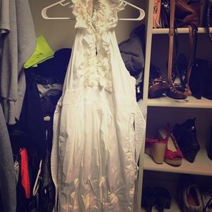 White- backless- halter dress