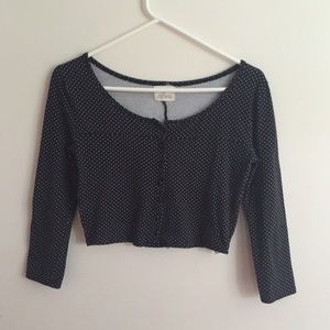 Faded Black Polka Dot Crop Top