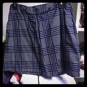 Navy blue & white checkered skirt