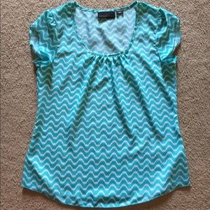 ✨ Turquoise and White Patterned Top, by Attention