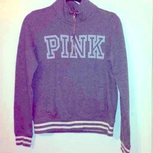 Gray half zip PINK pullover