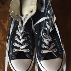 Black and white converse hi tops size 9 woman