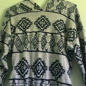 A blue and gray Aztec shirt/ hoodie