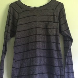 A black and dark gray striped boyfriend shirt