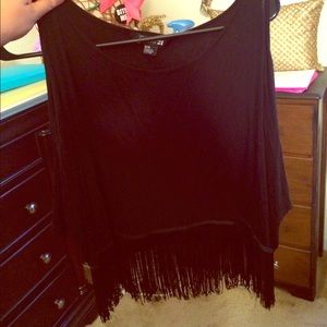 Black fringe top