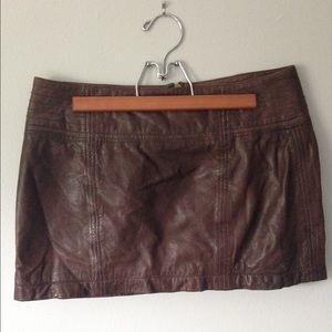 Faux leather brown mini skirt