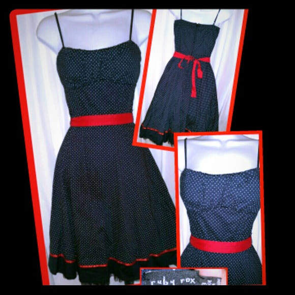 Navy blue and red summer dress