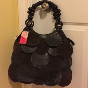 Funky textured suede / faux leather handbag