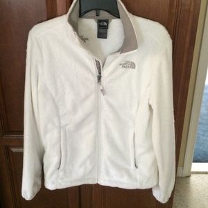 White, fuzzy north face