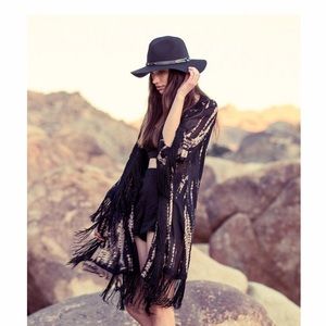 Staring At Stars Tie Dye Fringe Kimono Jacket
