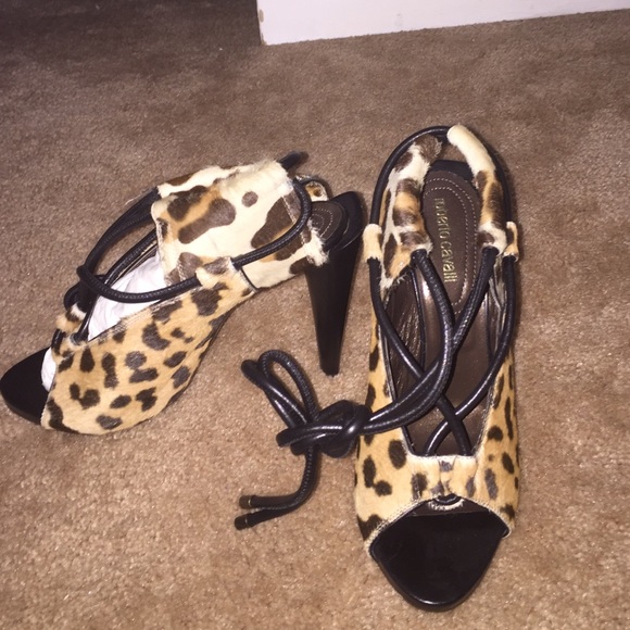 Cheetah Roberto cavalli peep toe bootie - Picture 1 of 2