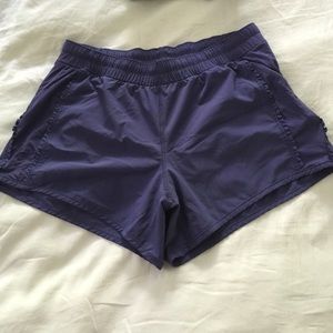 Lululemon ruffled detail running shorts.