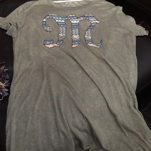 Miss Me shirt barley worn