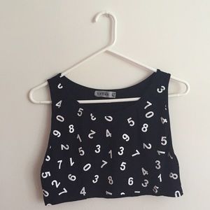 Black Numbered Cropped Tank