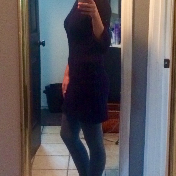 Navy Blue Cable Knit Sweater Dress - Picture 3 of 3