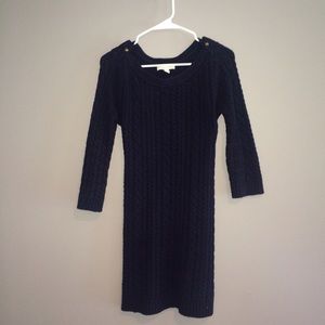Navy Blue Cable Knit Sweater Dress