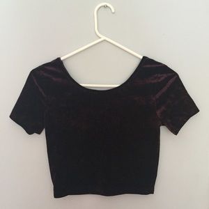 Dark Violet Velvet Crop Top
