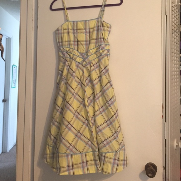 Anthropologie Yellow plaid dress