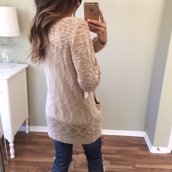 Sold • Taupe Longsleeve Open Cardigan Sweater - Picture 2 of 4
