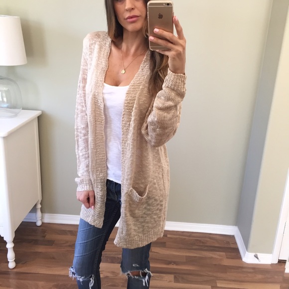Sold • Taupe Longsleeve Open Cardigan Sweater - Picture 4 of 4