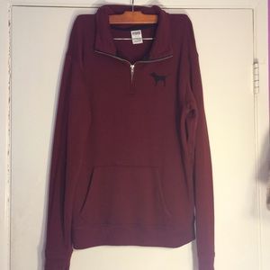 Burgundy Half Zip Cree Neck
