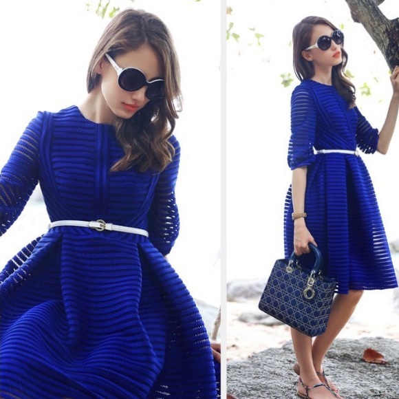 Stunning BLUE EMPIRE WAIST DRESS