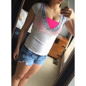 Hollister white shirt with blue details