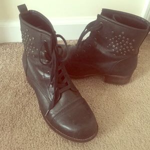 Black, studded combat boots