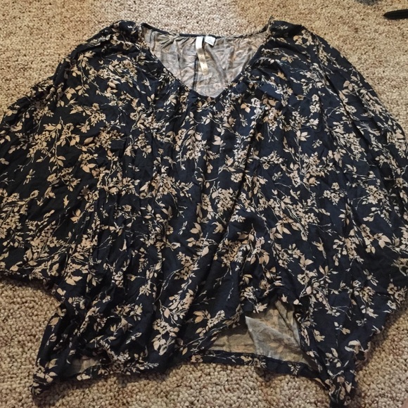 Lauren Conrad Navy Floral Shirt