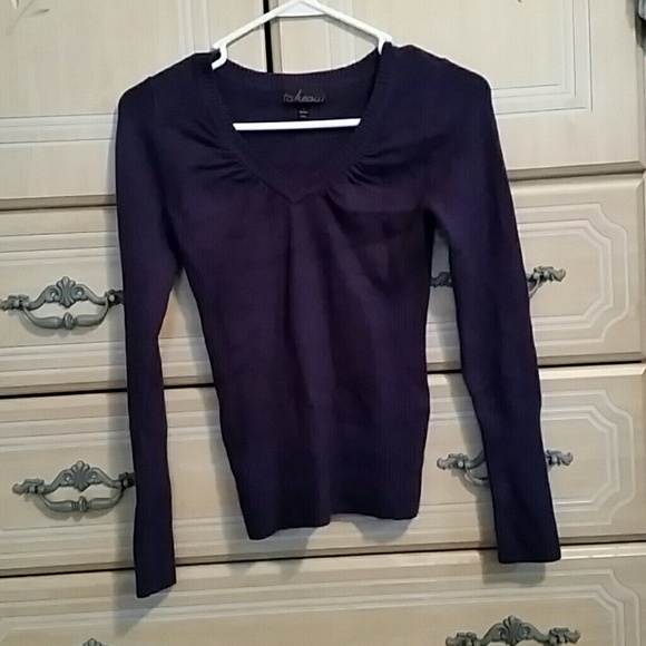 Plum purple v neck sweater