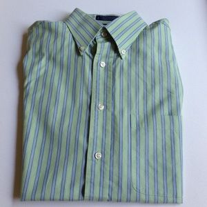 Men's Blue and Green Striped Shirt