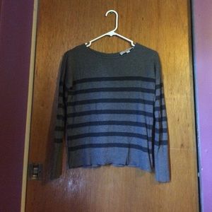 Loft Grey and Dark Grey Striped Sweater