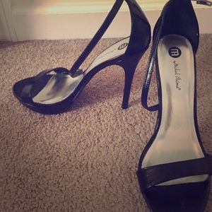 Black, strappy, 4-inch heels