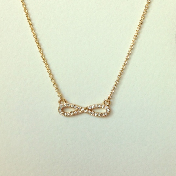Gold pave crystal infinity pendant necklace NEW