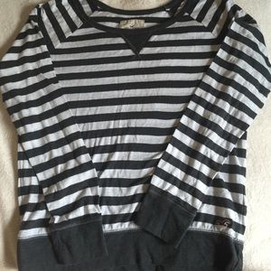 Gray and White Striped Hollister Long Sleeve