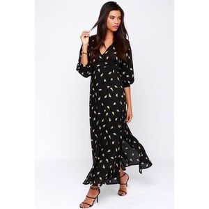 Faithfull the Brand Black Print Maxi Dress