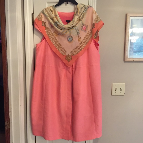 TALBOTS SALMON SILK/COTTON DRESS