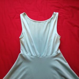 v cut back mint dress